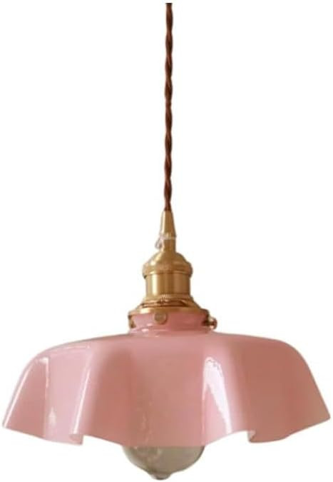 Pendent Lamp White Milk Glass Farmhouse Pendant Lights Brass Flower Shape Green Hanging Ceiling L... | Amazon (US)