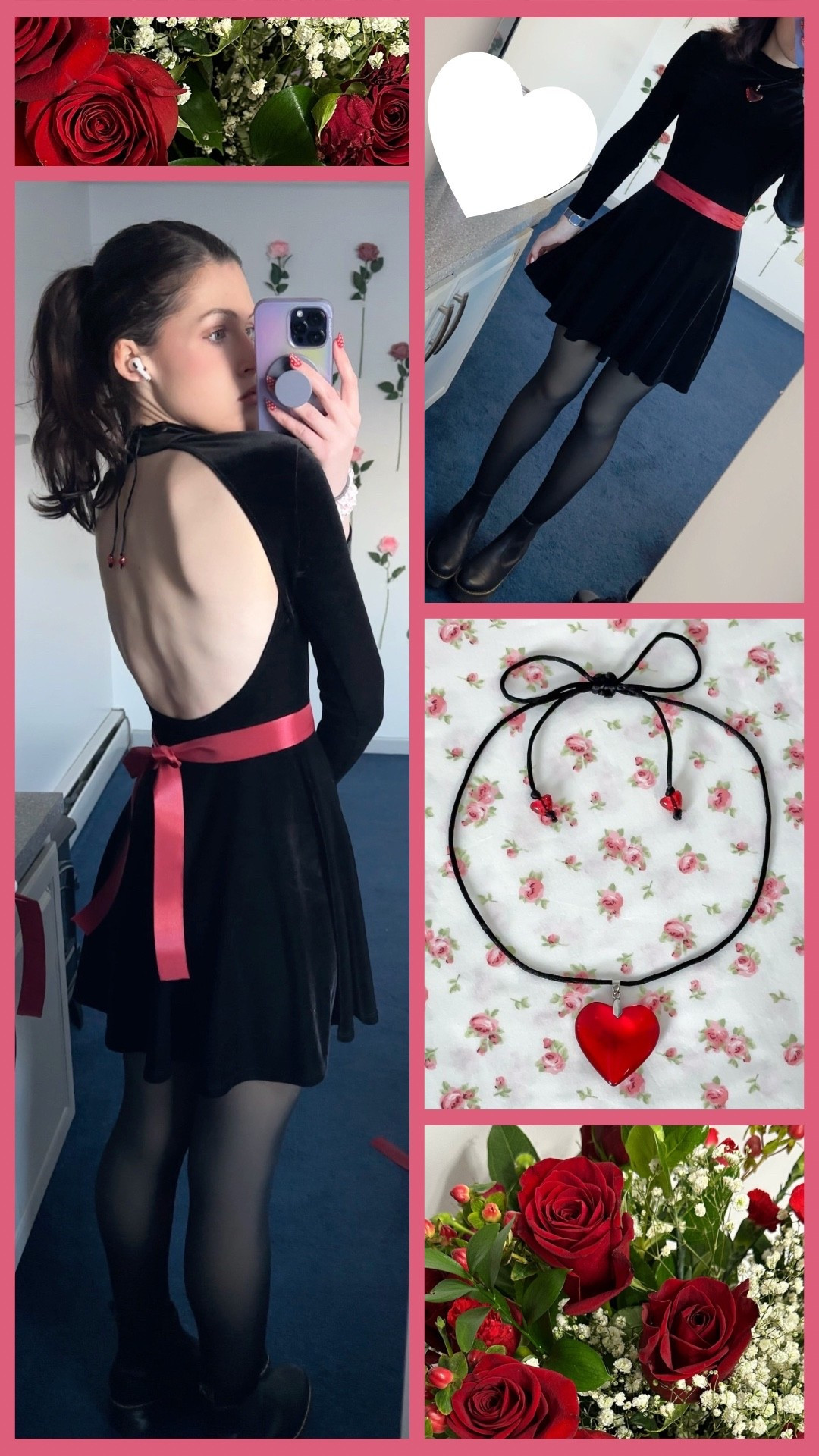 here’s what I actually wore for Valentines Day last night - dress is vintage American Apparel (size small for reference) I made the necklace + added ribbon around the waist. Highly recommend the puff sticky bra under stuff like this. I really need to start getting ready earlier so I can take better pictures 😅 but it was fun! We went to the Dutch apple dinner theater and saw Little Shop of Horrors. 

#LTKootd #LTKNYFW #LTKValentine