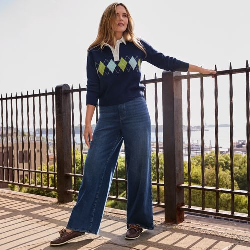 Women's Starfish Denim High Rise Wide Leg Jeans - Lands' End - Blue - L | Lands' End (US)