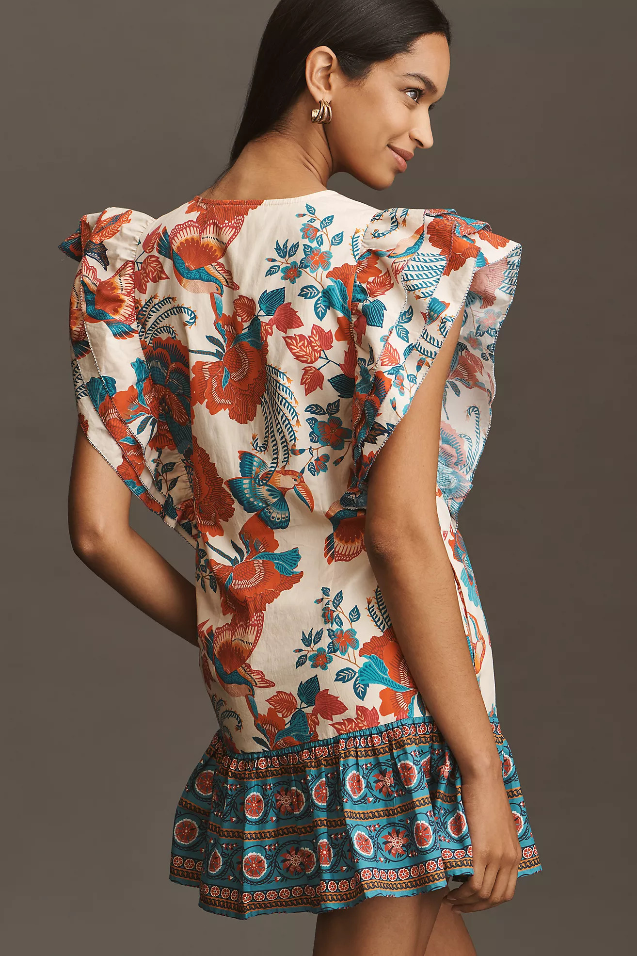 Farm Rio x Anthropologie Ruffle-Sleeve Mini Dress | Anthropologie (US)