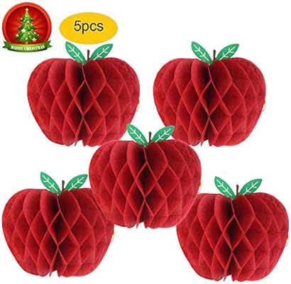 HEARTFEEL Pack of 5 Honeycomb Apple Tissue Honeycomb Hanging Apples Decorations Back to School Th... | Amazon (US)