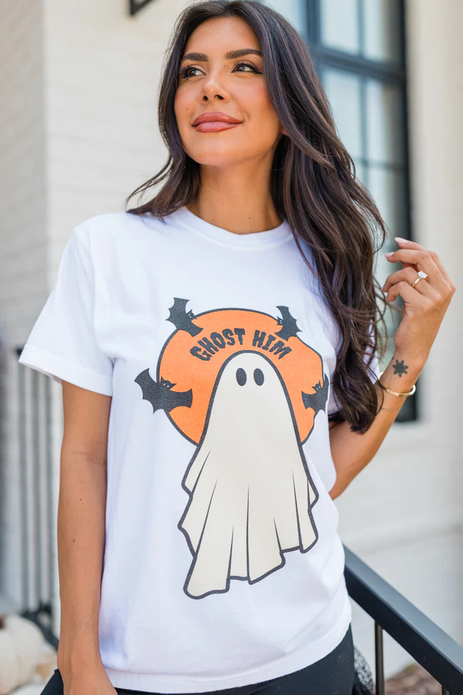 Ghost Him White Comfort Colors Graphic Tee | Pink Lily