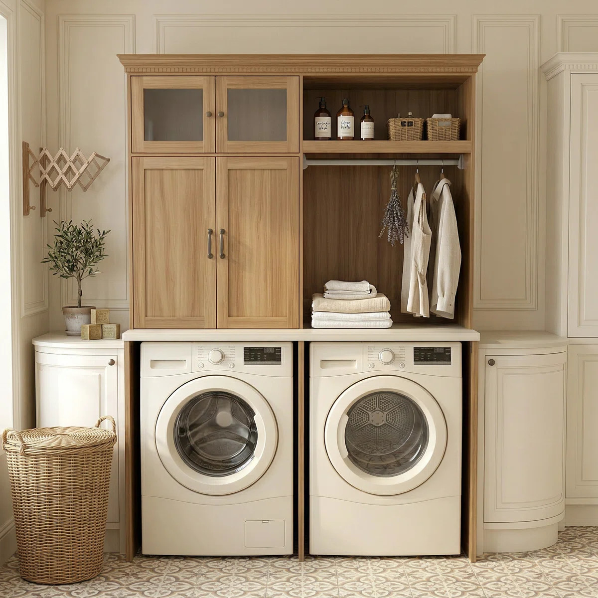 Space-Saving Laundry Cabinet With Hanging Rod, For Washer/Dryer | Wayfair North America