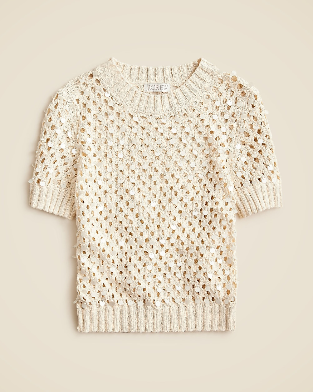 Pointelle embellished short-sleeve sweater | J. Crew US