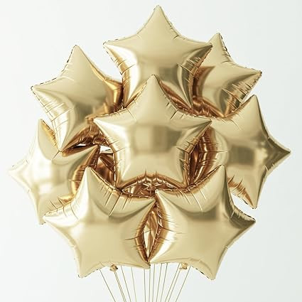 TONIFUL 15Pcs Star Shaped Balloons 18Inch Large Champagne Gold Foil Balloon | Amazon (US)