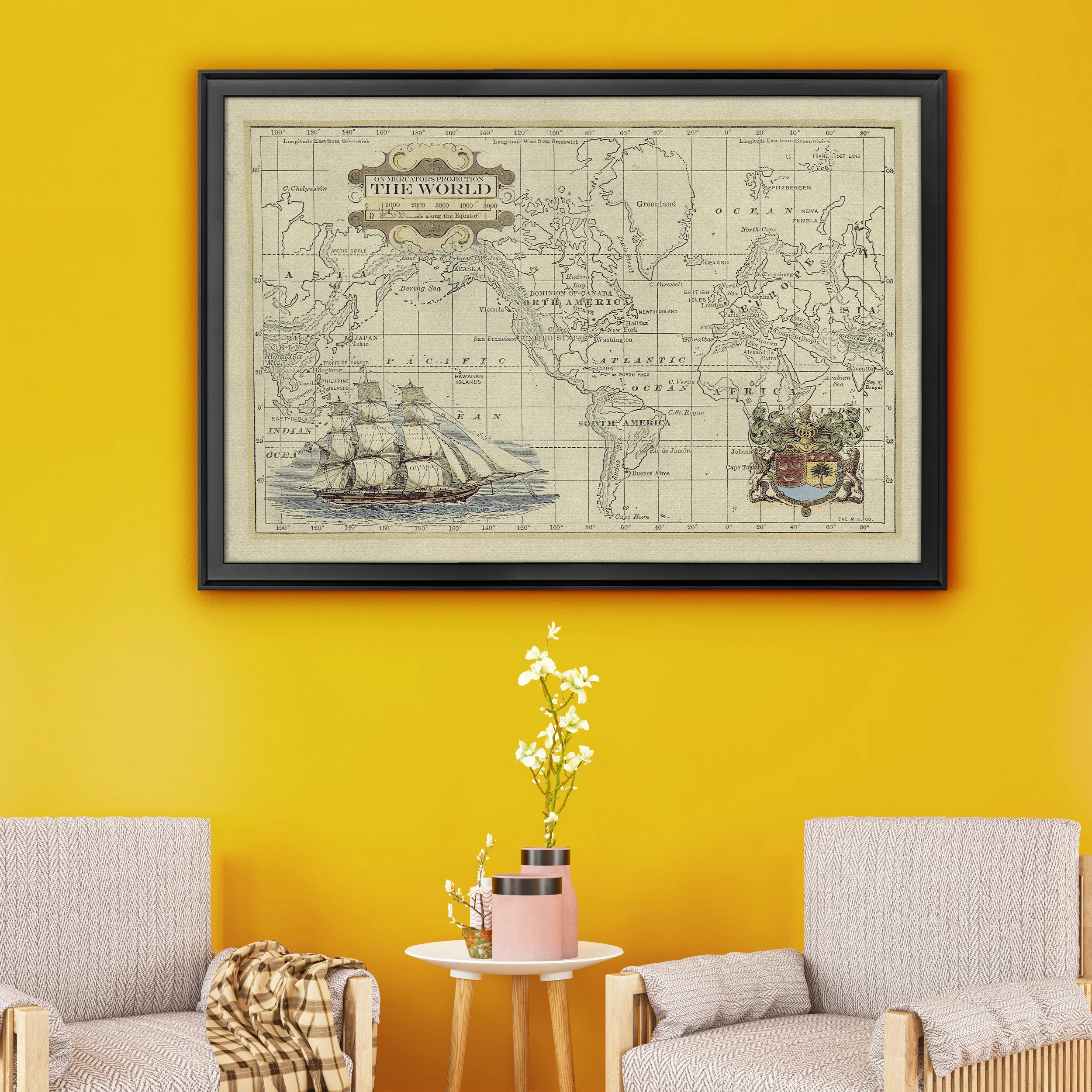 Greyleigh™ Antique Map of the World - Picture Frame Print on Canvas | Wayfair | Wayfair North America