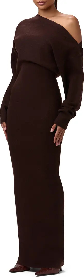 One-Shoulder Long Sleeve Maxi Sweater Dress | Nordstrom