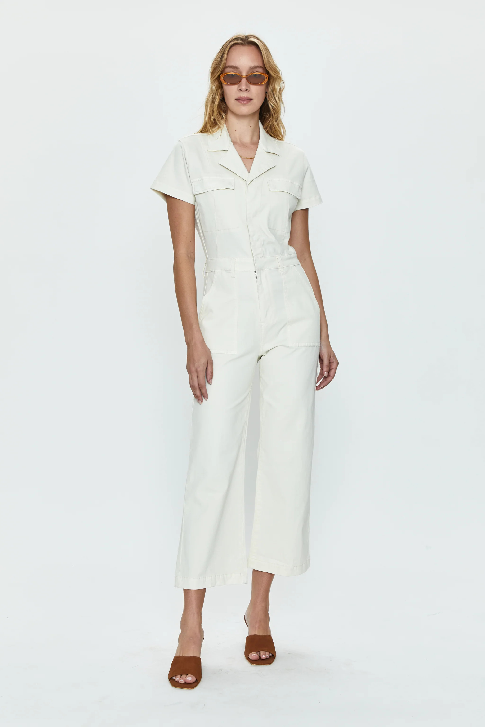 Makenna Wide Leg Jumpsuit - Eggshell | Pistola Denim
