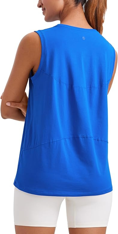 CRZ YOGA Pima Cotton High Neck Tank Basic Workout Sleeveless Tops for Women Soft Casual Athletic Yoga Shirts | Amazon (US)