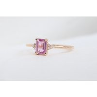 Pink Sapphire Ring Rose Gold, Diamond Ring For Her, Unique & Simple Engagement Ring, Promise Ring, G | Etsy (US)