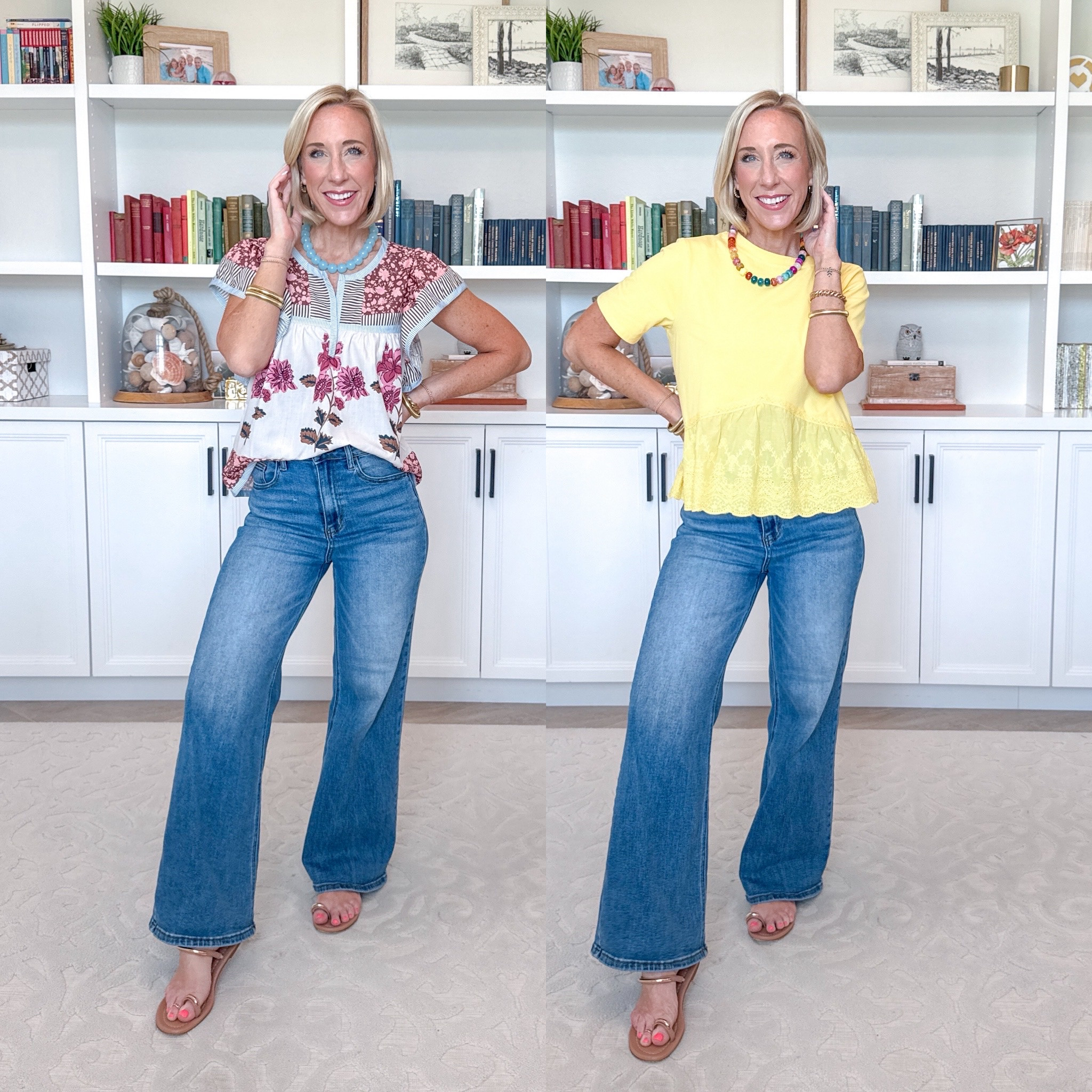 Amazon - fun new unboxing. Floral Flutter Short Sleeve V Neck Top - size XS. 5 colors. * Wide Leg Jeans - size 25. Cropped Lace Panel T Shirt - size small. 8 colors. 

 

#LTKSeasonal #LTKSaleAlert #LTKOver40