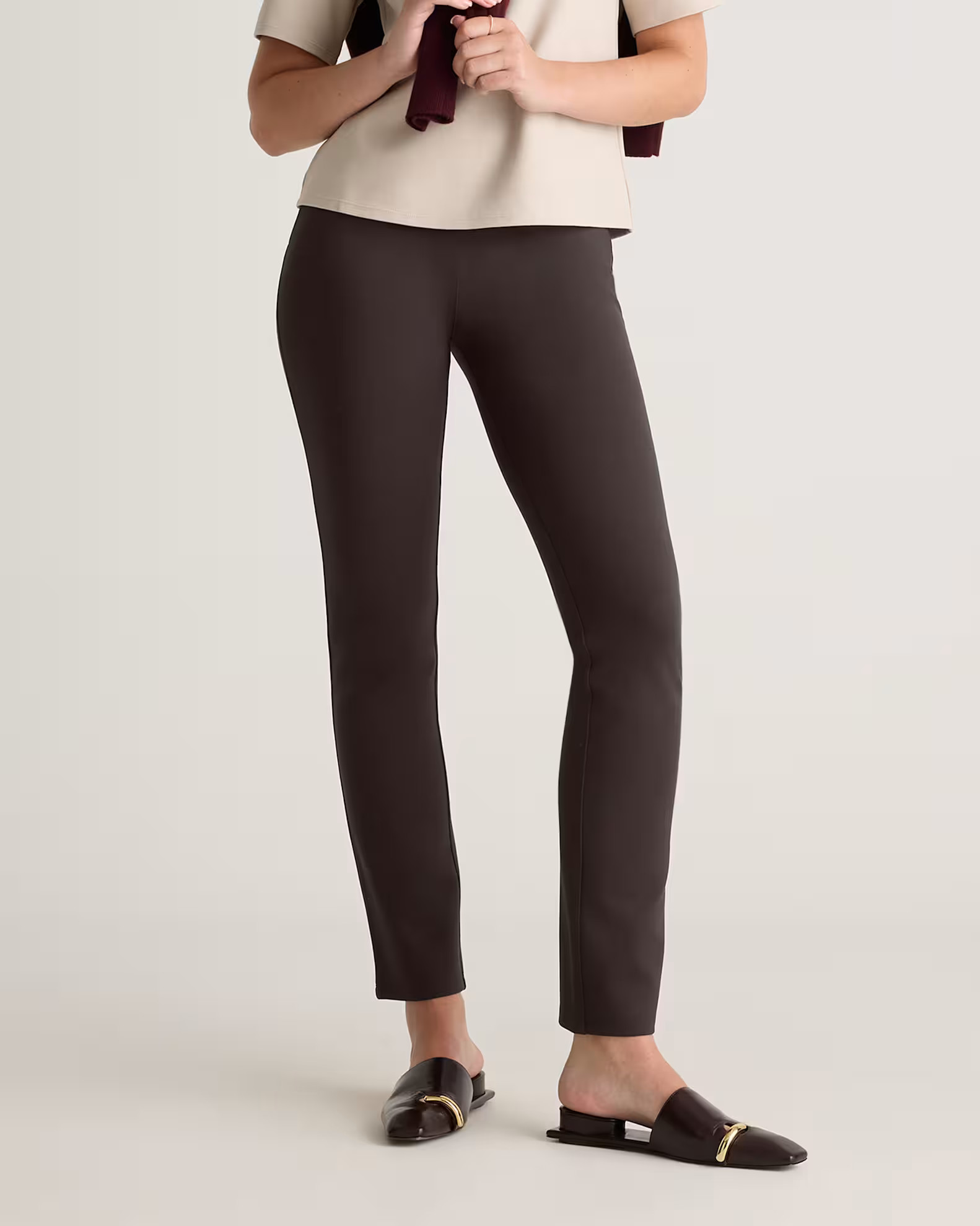 Ultra-Stretch Ponte Straight Leg Pants in Espresso | Quince