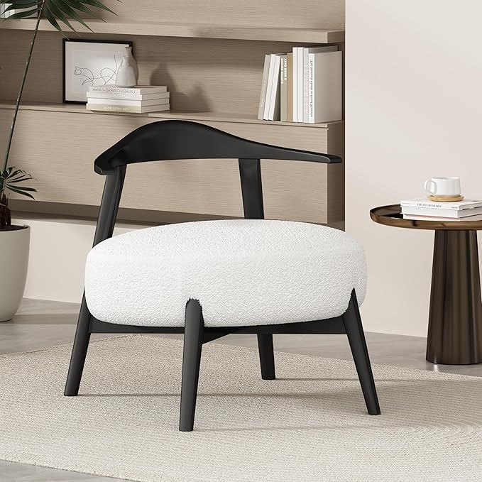 Merax Low-Back Accent Chair Mid Century Modern Upholstered Chair with Curved Backrest for Living ... | Amazon (US)