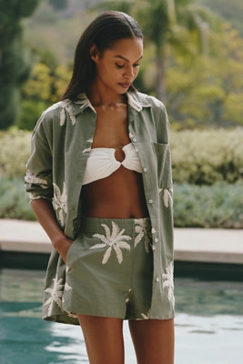 Malai Palm Breeze Vera Embroidered Buttondown Shirt | Anthropologie (US)