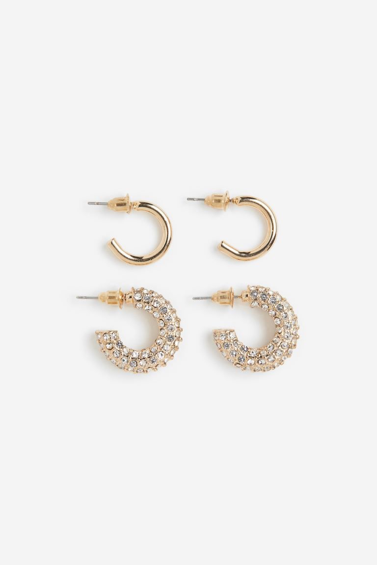 2 pairs hoop earrings - Gold-coloured - Ladies | H&M GB | H&M (UK, MY, IN, SG, PH, TW, HK)