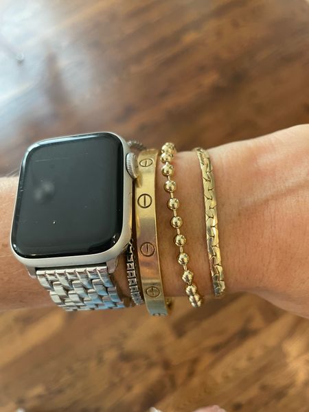 Gold bracelets and Apple Watch band 

#LTKunder100 #LTKunder50