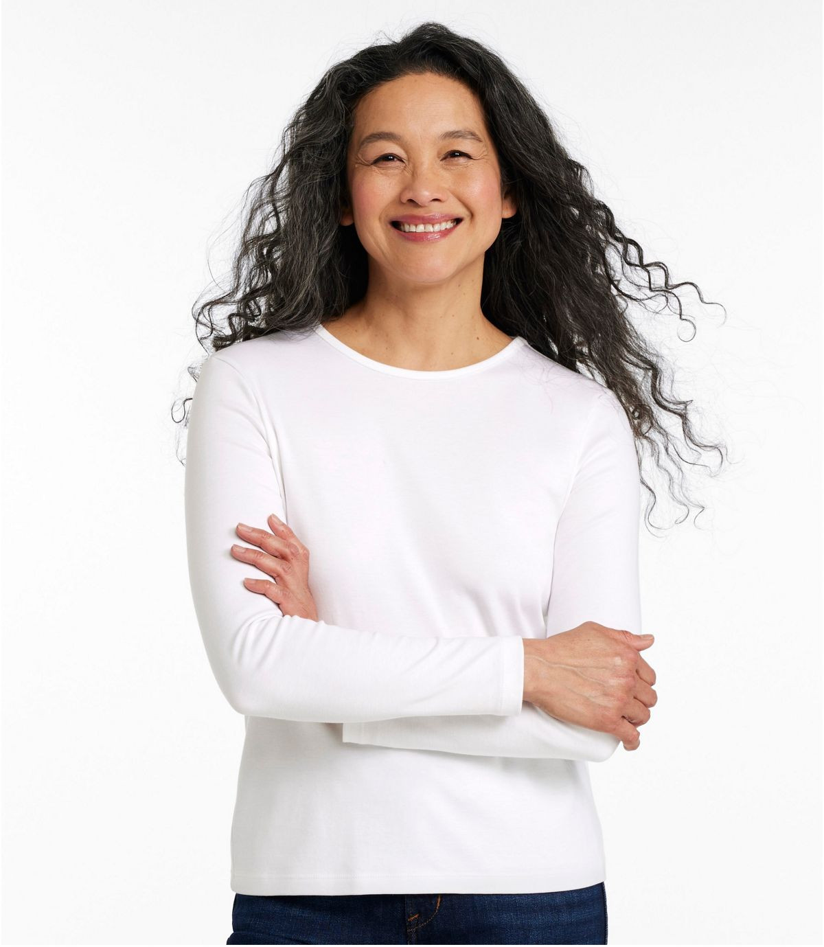 Women's Pima Cotton Tee, Long-Sleeve Crewneck | L.L. Bean