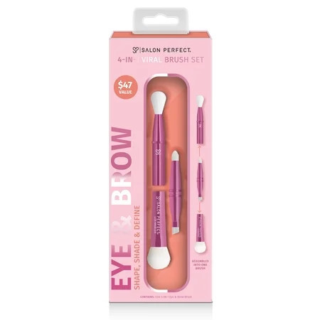 Salon Perfect 4-in-1 Viral Eye and Brow Brush For Eyeshadow Under Eye Concealer Eye Liner & Brows Blending & Defining Dual-Ended & Multipurpose 4 Brushes | Walmart (US)
