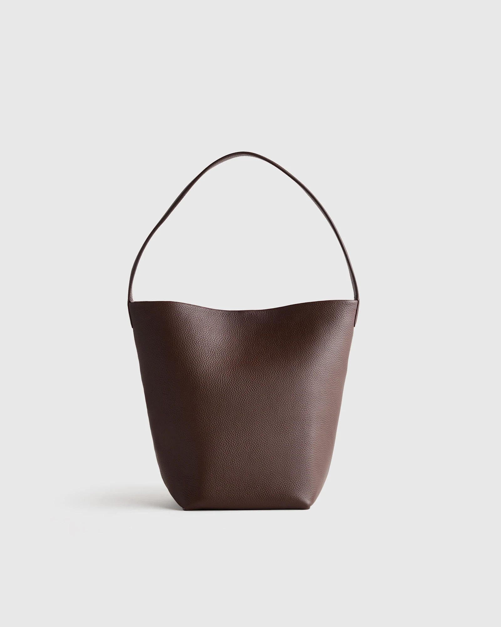 Italian Leather Soft Bucket Shoulder Bag in Espresso Brown | Quince