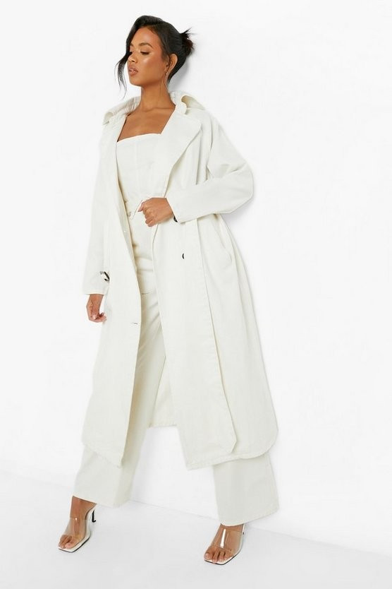 Madison Beer Slouchy Oversized Denim Trench | Boohoo.com (US & CA)