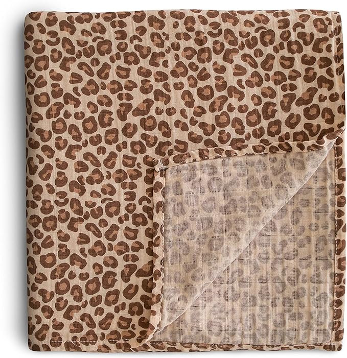 mushie Muslin Baby Swaddle Blanket | 100% Organic Cotton (Leopard) | Amazon (US)