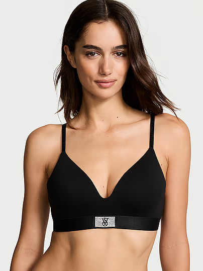 The T-shirt Shine Patch Lightly Lined Wireless Bra, Black, 32G - Women's Bras - Victoria's Secret | Victoria's Secret (US / CA )