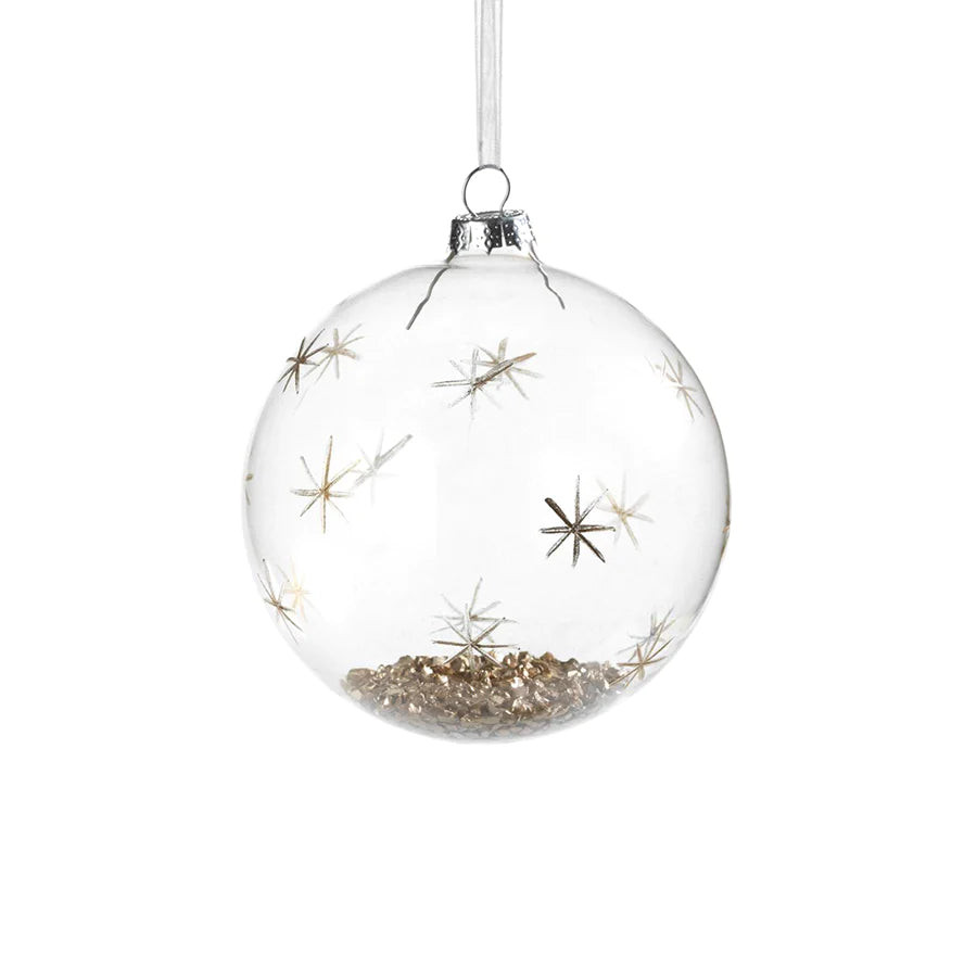 Clear Ornament w/ Gold Stars & Gold Nuggets | Modern Locke