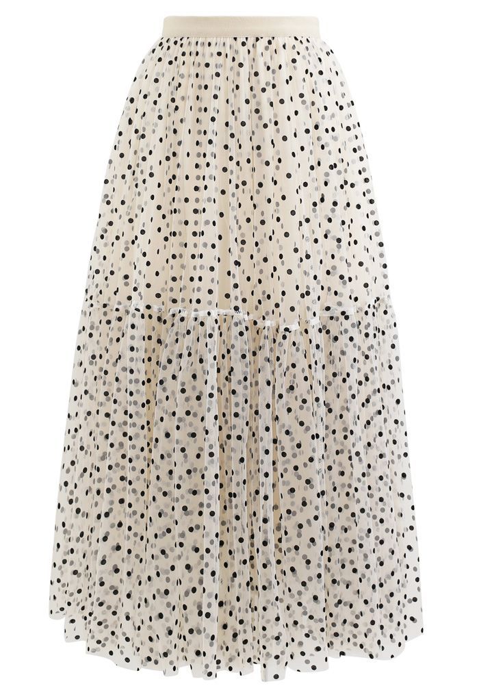 Can't Let Go Dots Mesh Tulle Skirt in Cream | Chicwish