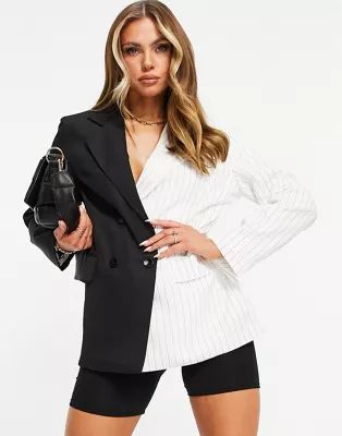 Missyempire contrast oversized blazer in black multi | ASOS (Global)