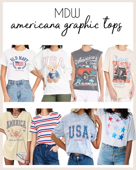 The cutest Americana graphic tops for MDW, 4th of July and all summer long! 

#summergraphictee

USA tee. Red white and blue graphic tee. USA graphic top. MDW outfit. 

#LTKStyleTip #LTKFindsUnder50 #LTKSeasonal