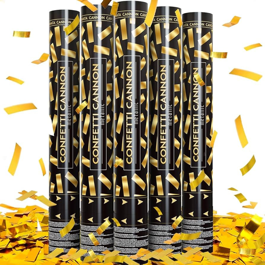 Confetti Cannons Confetti Poppers 5 Pack,15 Inch Gold Party Poppers Confetti Shooters, WORKKEEP Y... | Amazon (US)