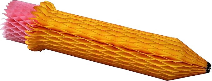 Extra-large 24 inch Hanging Honeycomb Tissue Paper Pencil Party Decoration (1 pencil) | Amazon (US)