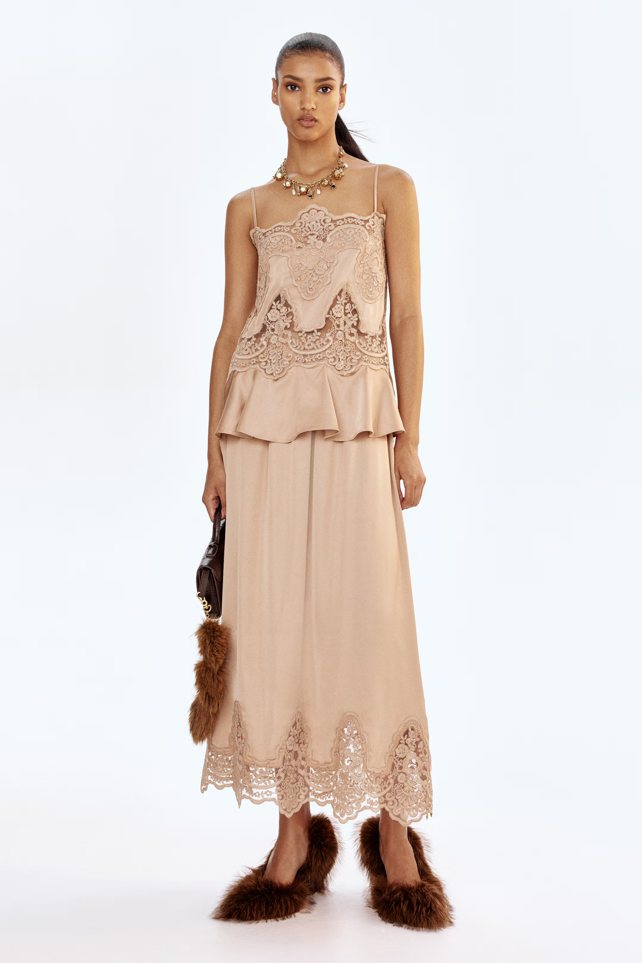 Lace-Inset Satin Strappy Top | H&M (US + CA)