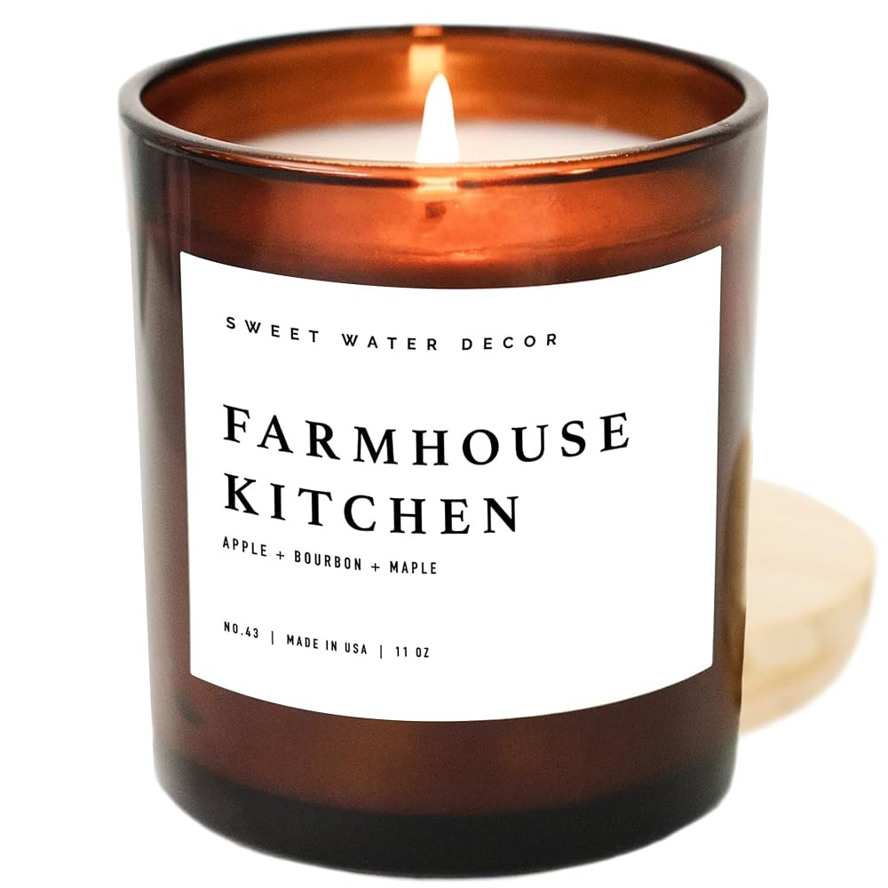 Sweet Water Decor Farmhouse Kitchen Soy Candle | Apple, Bourbon, and Maple Fall Scented Candle fo... | Amazon (US)