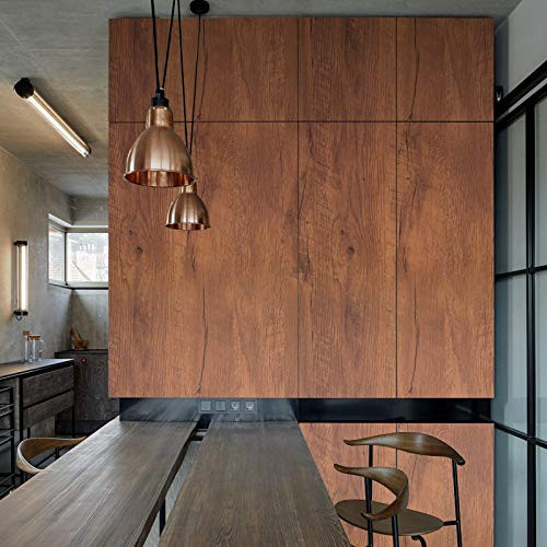 Wood Grain Contact Paper 23.6" X 118" Removable Vinyl Film Red Brown Wood Wallpaper Peel and Stick Textured Self-Adhesive Shelf Panel Decorative Wall Liner Apply for Old Furniture Kitchen Cabinets | Amazon (US)
