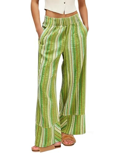 Cicy Bell Womens Wide Leg Lounge Pants Elastic High Waisted Striped Palazzo Pants Flowy Casual Be... | Amazon (US)