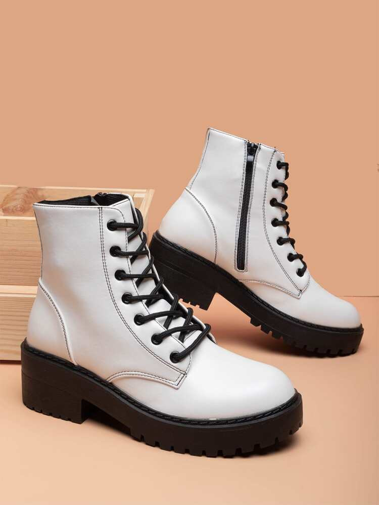 Minimalist Lace-up Front Combat Boots | SHEIN