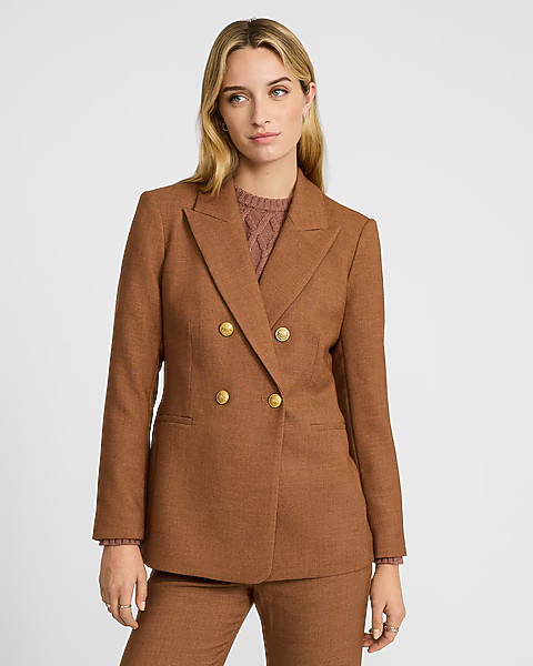 Flannel Double Breasted Long Slim Blazer | Express