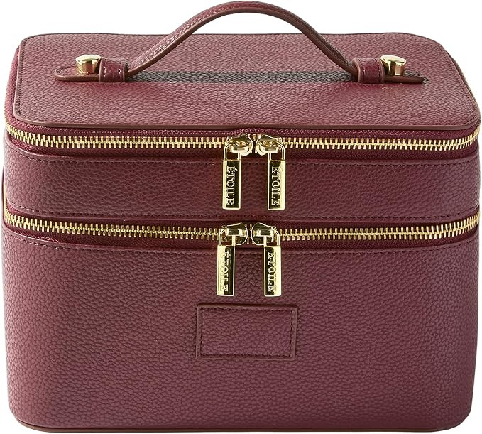 ETOILE - Duo Vanity Case Burgundy - Large Functional Travel Makeup Bag Organizer with Removable D... | Amazon (US)
