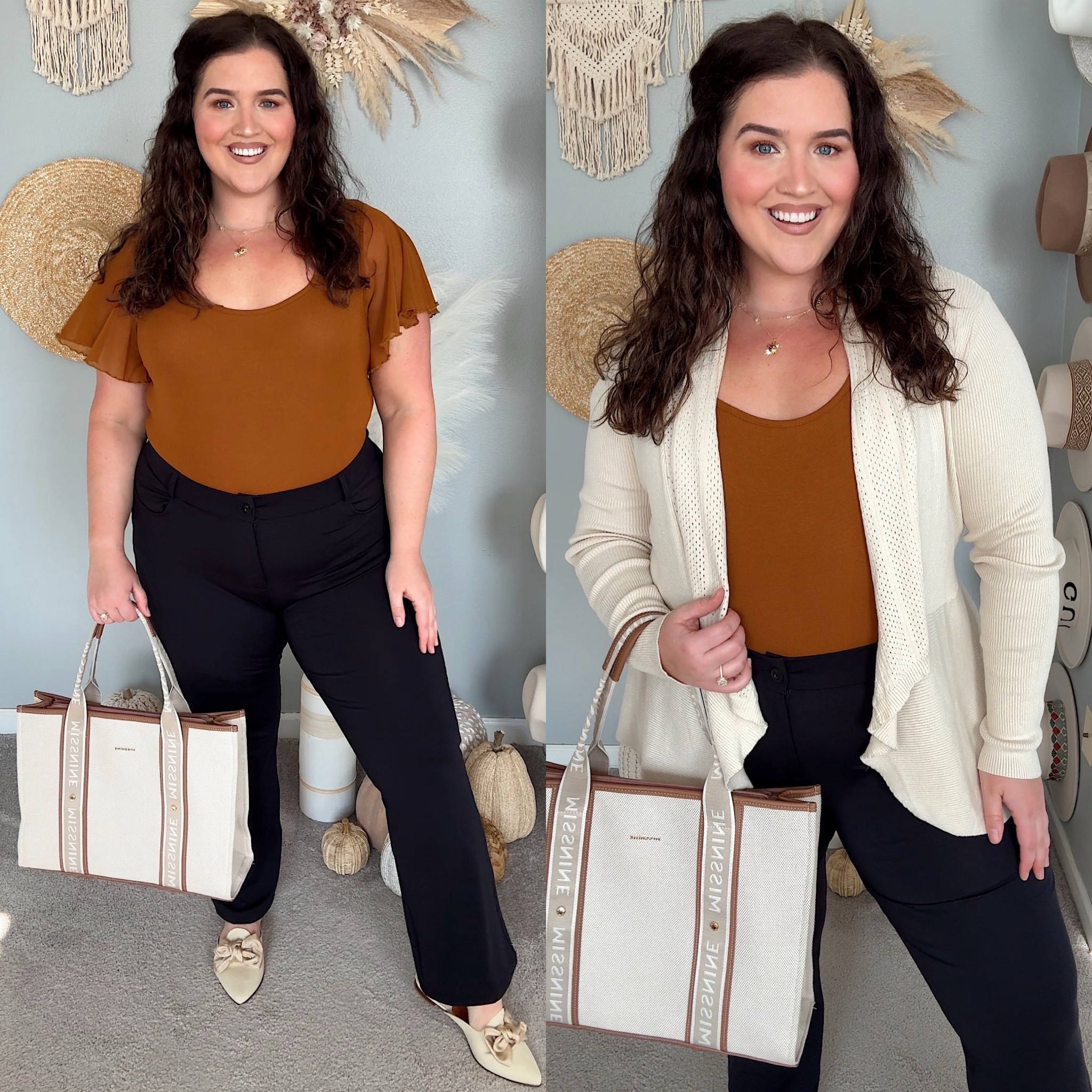 Styling  Amazon office outfits for Fall 🍂👩🏼‍💼💼 All pieces come in multiple color options and under $35! Wearing a size XL in tops and XXL in bottoms 

#LTKMidsize #LTKStyleTip #LTKWorkwear