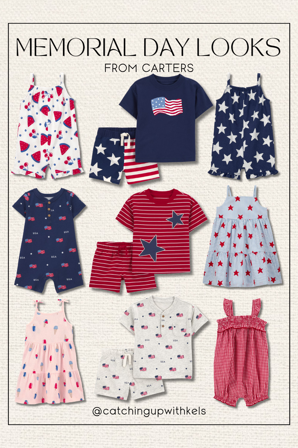These Memorial Day looks from Carter's are perfect for BBQs, family photos, and all the summer kickoff fun! #LTKkids #MemorialDay #KidsStyle

 

 #LTKSeasonal #LTKBaby #LTKKids