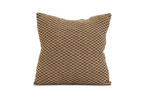Chindi mini check cushion in chocolate | Revival Rugs 
