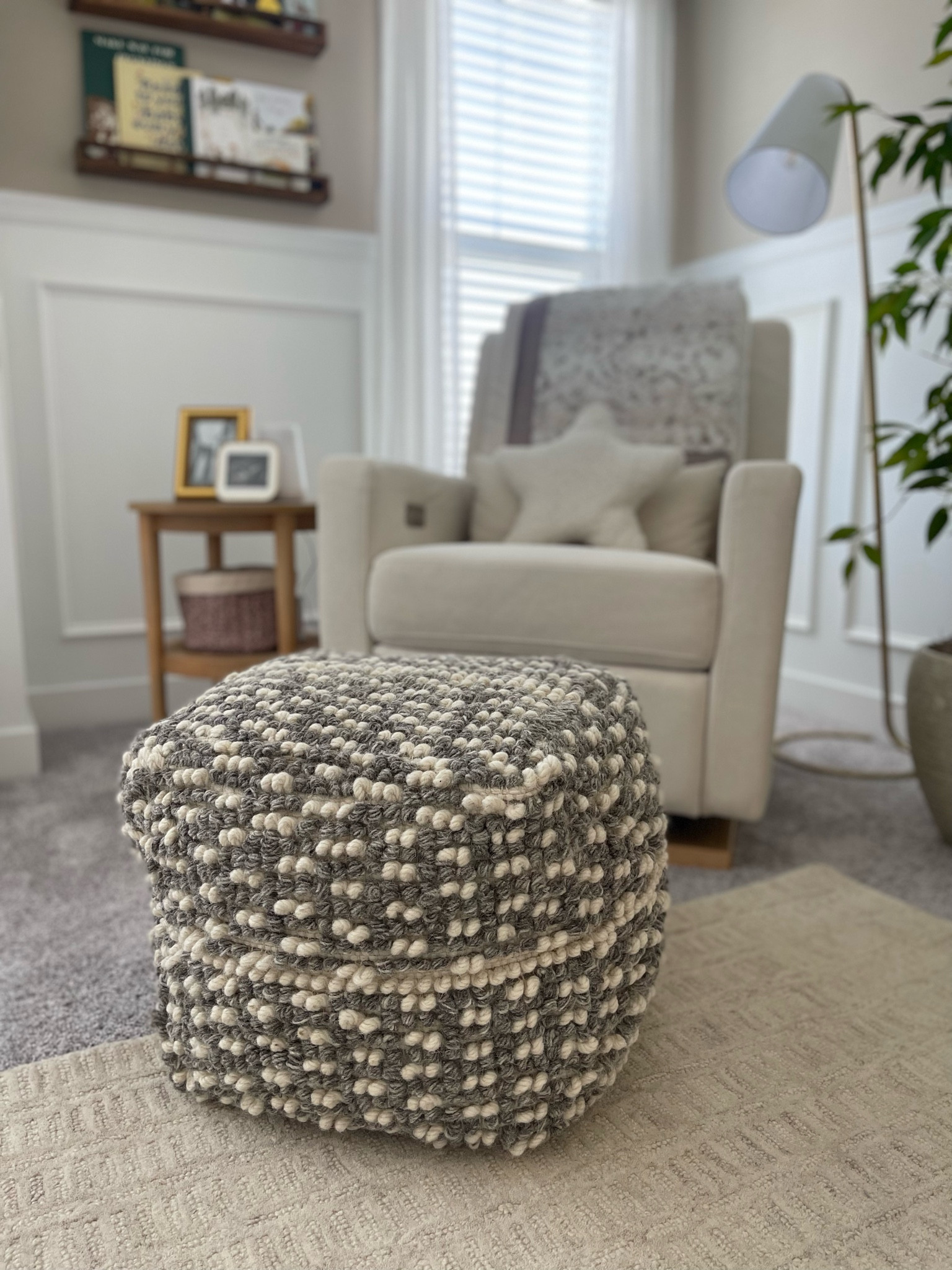 Textured, wool pouf / cube is on sale! 🤍 nursery, rocker, glider, ottoman, baby, neutral home, boucle, babyletto

#LTKhome #LTKSale #LTKbaby