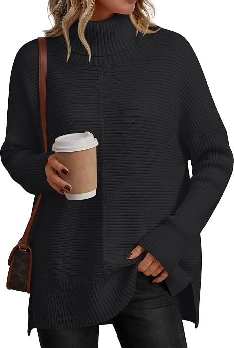 LILLUSORY Womens Oversized Roll Neck Sweaters 2026 Fall Long Pullover Tunic | Amazon (US)