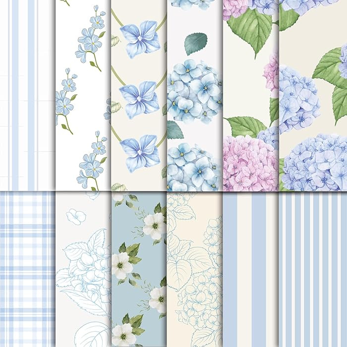 Amazon.com: EggSun 48 Sheets Hydrangea Scrapbook Paper,Hydrangea Pattern Decorative Scrapbook Pap... | Amazon (US)