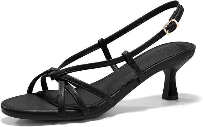 Coutgo Womens Strappy Sandals Slingback Kitten Low Heels Open Toe Buckle Strap Summer Party Dress... | Amazon (US)