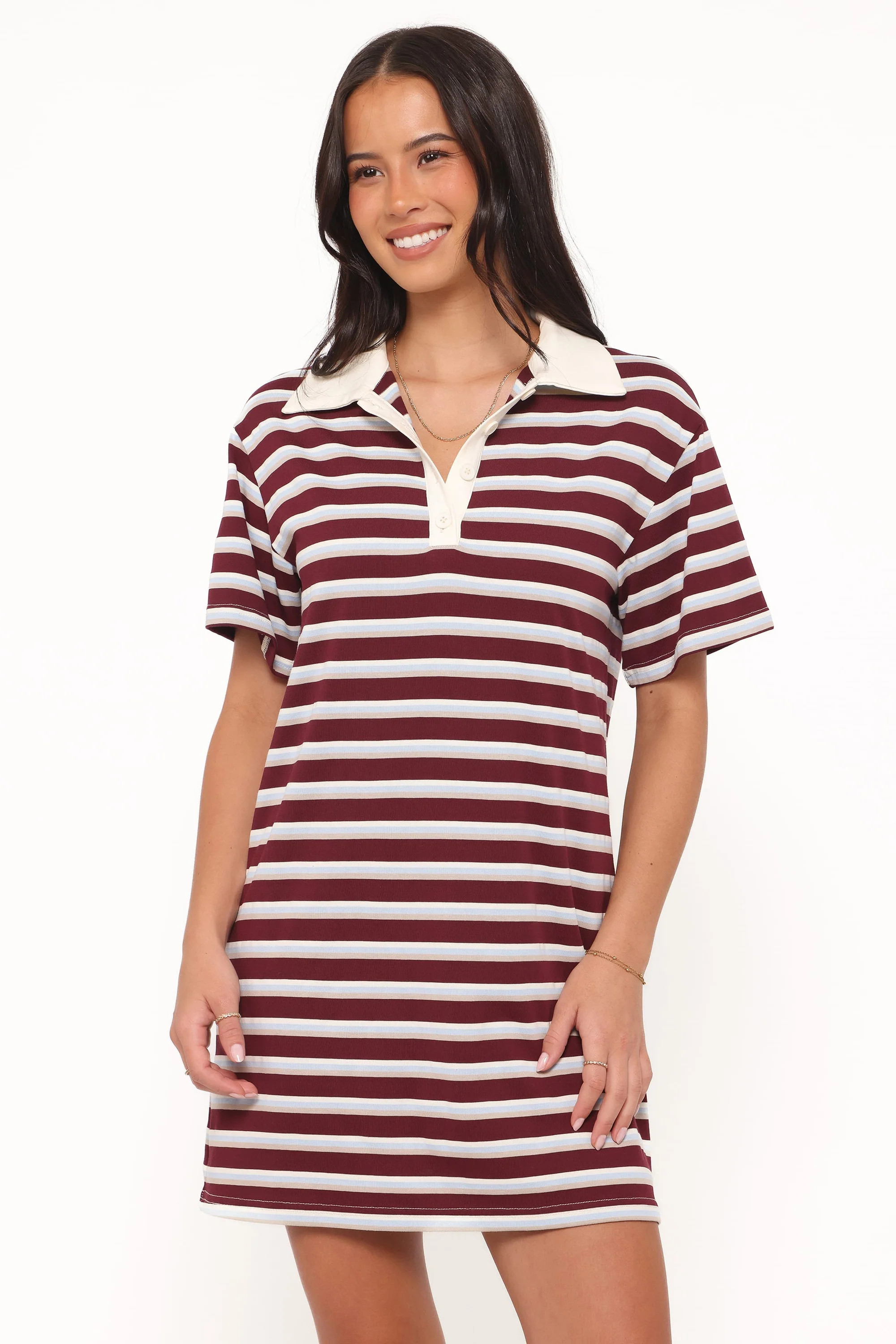 Gordie Mini Dress - Burgundy Stripe | Petal & Pup (US)