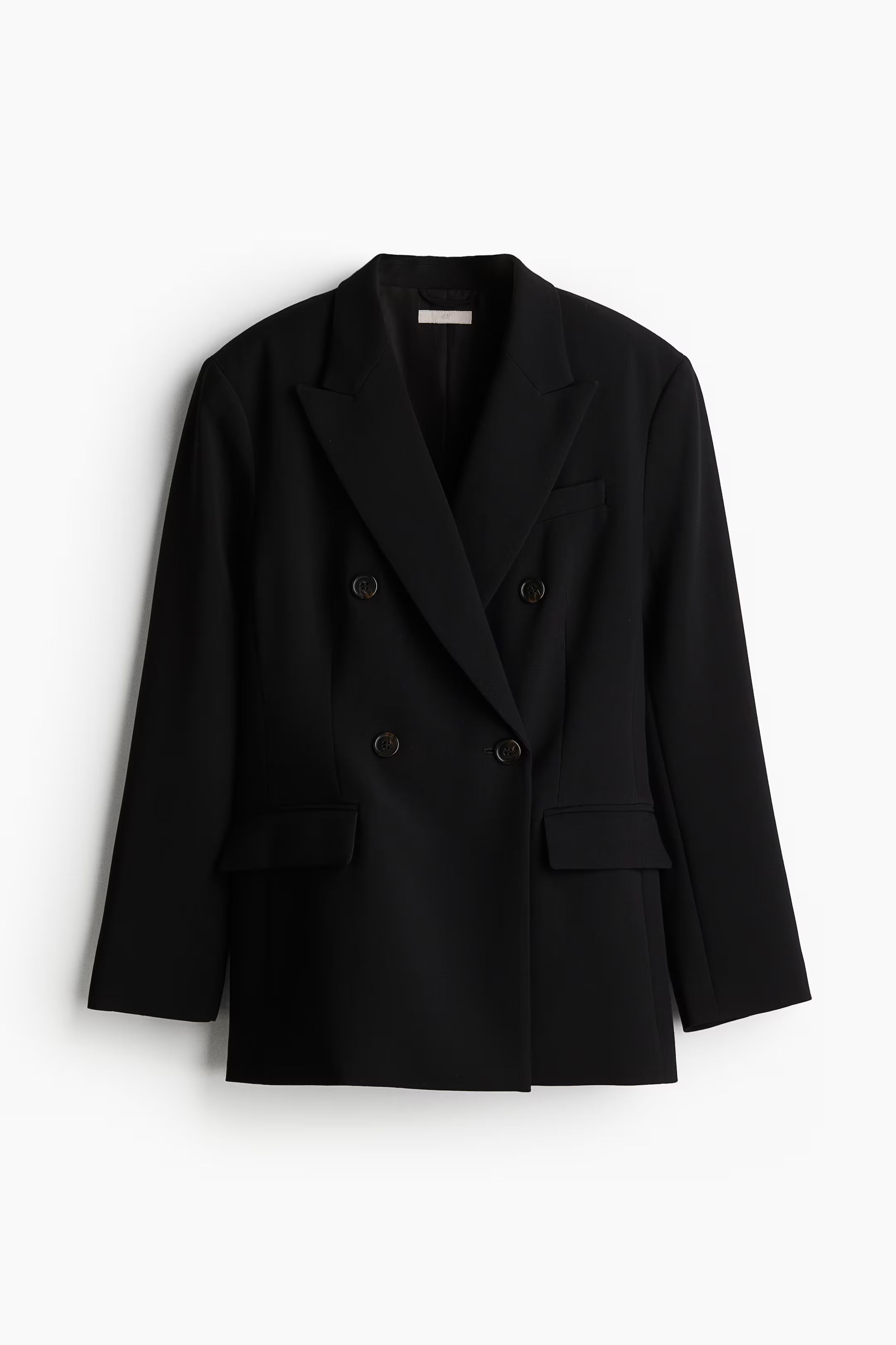 Double-breasted hourglass blazer - V-neck - Long sleeve - Black - Ladies | H&M GB | H&M (UK, MY, IN, SG, PH, TW, HK)