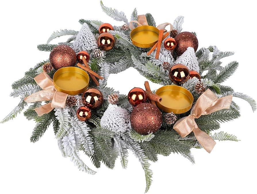 Large Christmas Dining Table Centerpiece Wreath Decoration, 3 Arms Christmas Candlestick Wreath A... | Amazon (US)