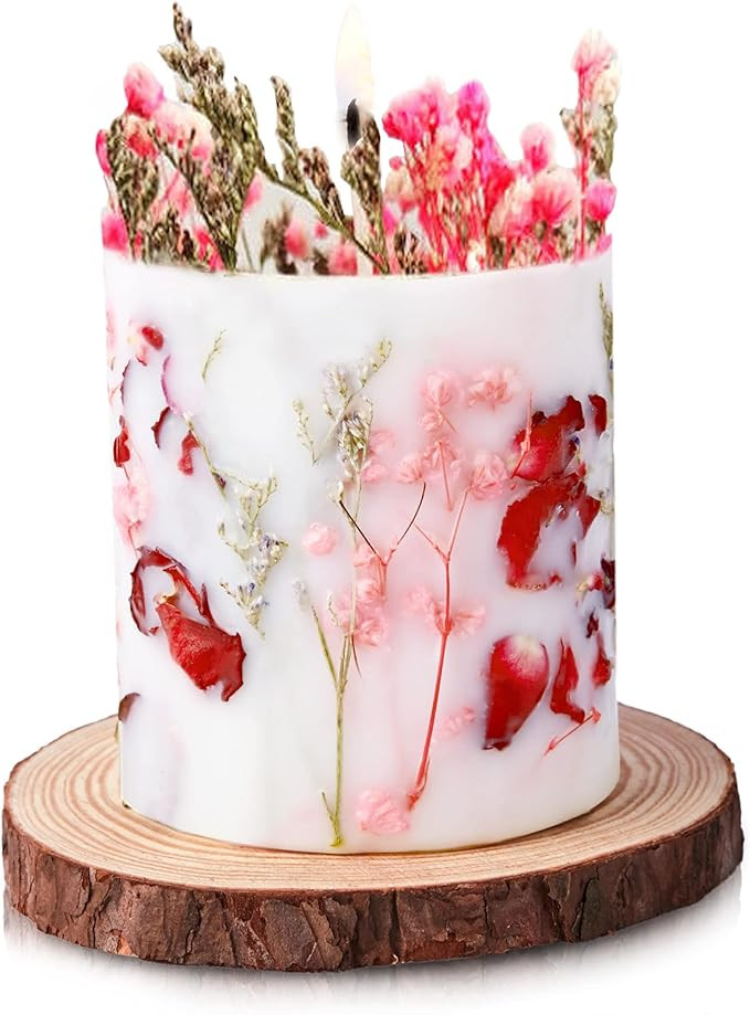 Amazon.com: Magical moment Organic Natural Soy Wax Candle - Candles with Dried Flowers 7.5'' x 8.... | Amazon (US)